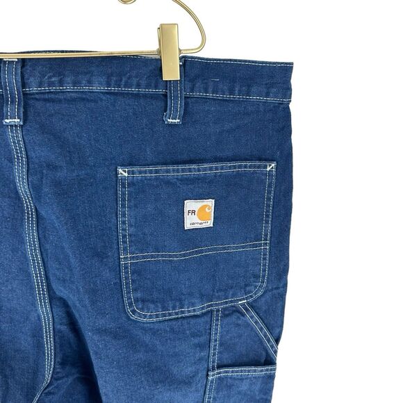 Carhartt Jeans Mens 42 x 32 Blue Flame Resistant Straight Work Utility Denim - Picture 10 of 16